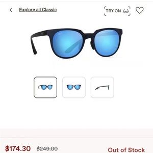 NEW  Maui Jim Wailua Polarized Sunglasses Matte Blue Frame, Blue Hawaii B454-03